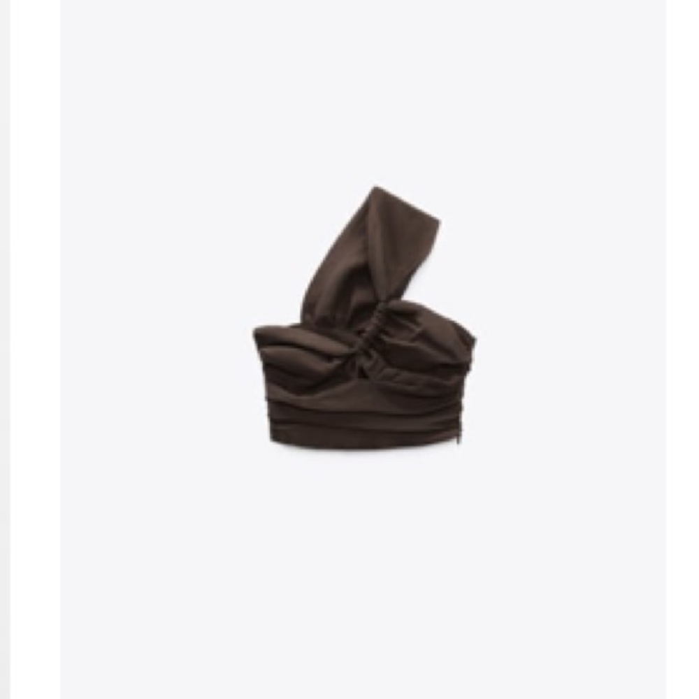 Zara linen blend crop top in brown NWT size small